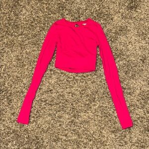 Forever 21 Hot Pink Long Sleeve Crop Top